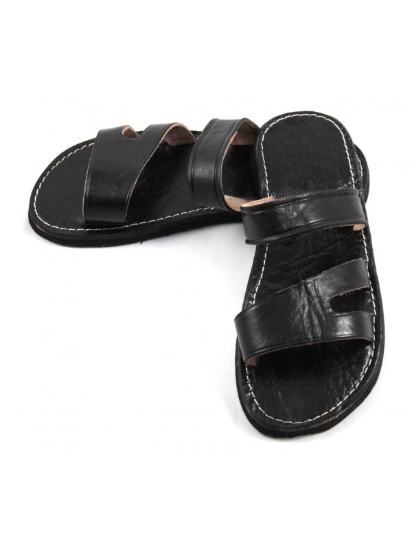 Men's Moroccan sandals in black leather