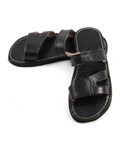 Sandales homme marocaines en cuir noir