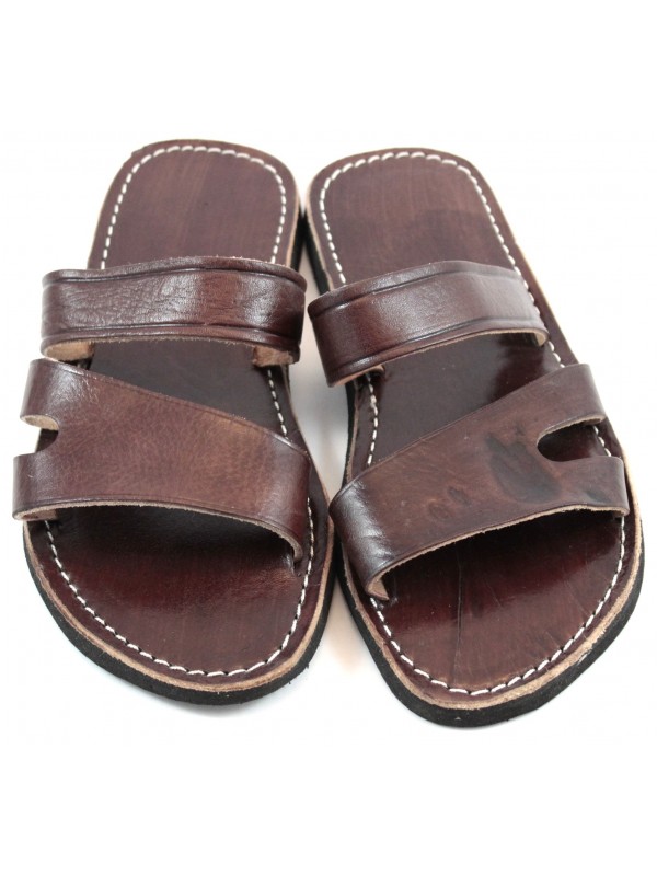 Men's Moroccan sandals in brown leather
