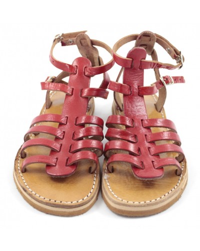 Sandales en cuir rouge Samira
