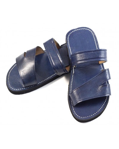 Moroccan Sandals made of blue Leather for Men