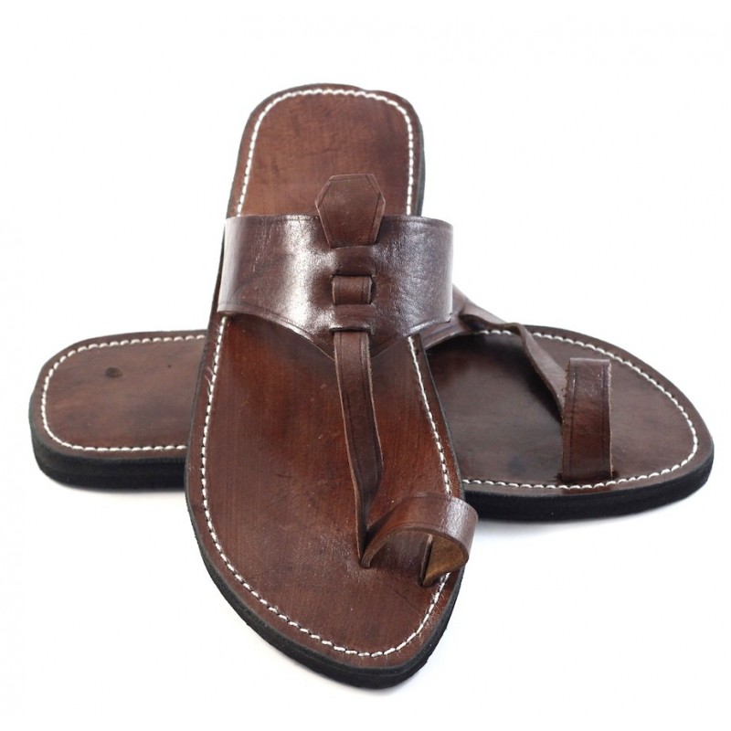 Men's Berber sandals in brown leather