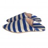 Men's pointed fabric slippers in blue and white