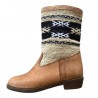 Berber leather boots with beige kilim