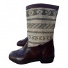 Berber leather boots with blue kilim